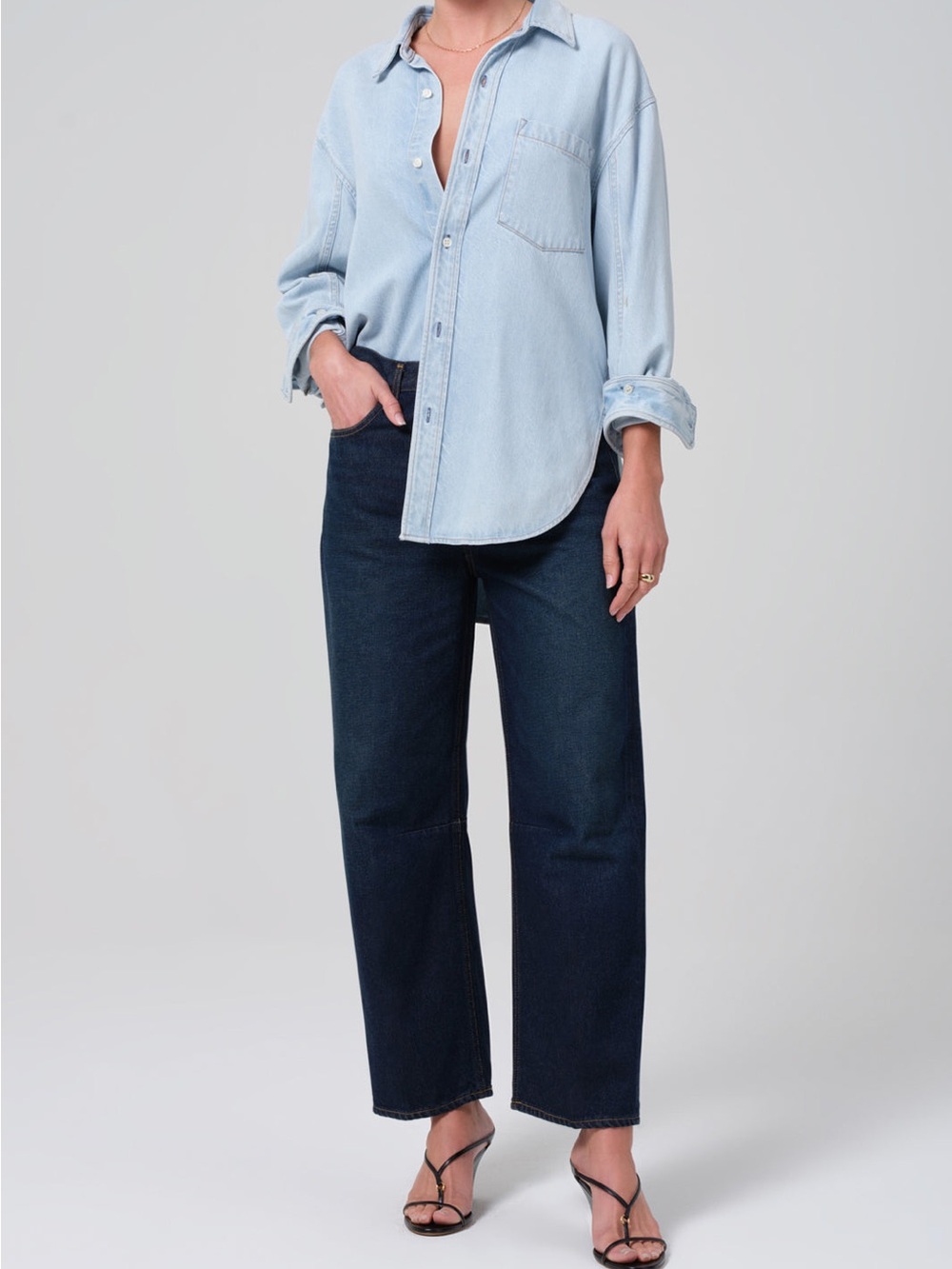 Citizens Of Humanity Miro Bowed Barrel Leg Jean In Bravo Dark Wash 34